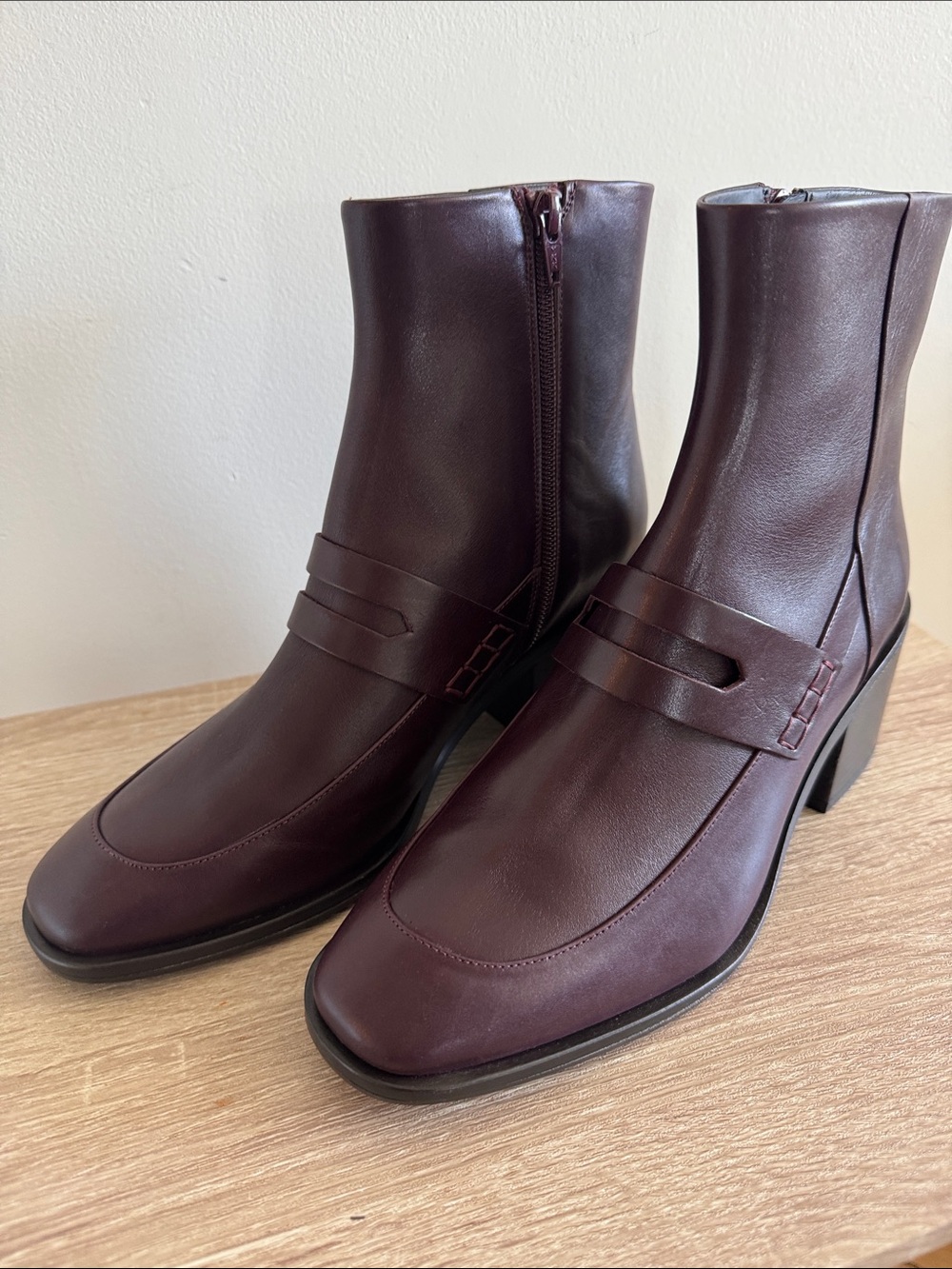 NWB! No. 6 Arne Women's Espresso Brown Leather Block Heel Ankle Boots - Picture 5 of 8
